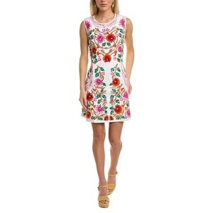 Roller Rabbit Anthropologie Kuzu White Dress with Colorful Embroidery Size XL